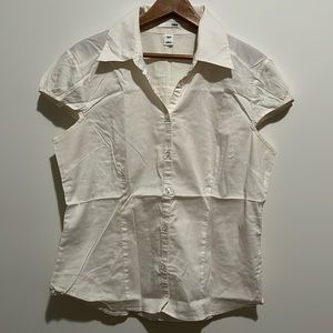 H&M beige button up short sleeve shirt size 10